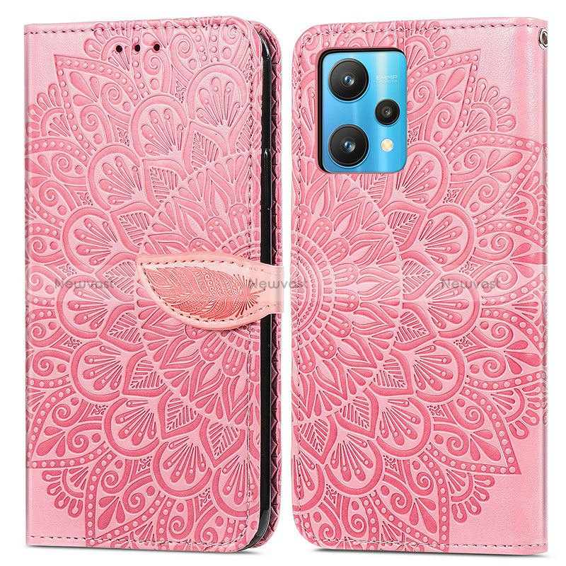 Leather Case Stands Fashionable Pattern Flip Cover Holder S04D for Realme 9 4G