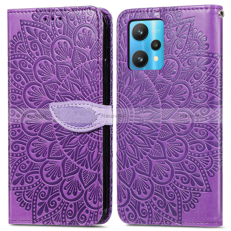 Leather Case Stands Fashionable Pattern Flip Cover Holder S04D for Realme 9 5G