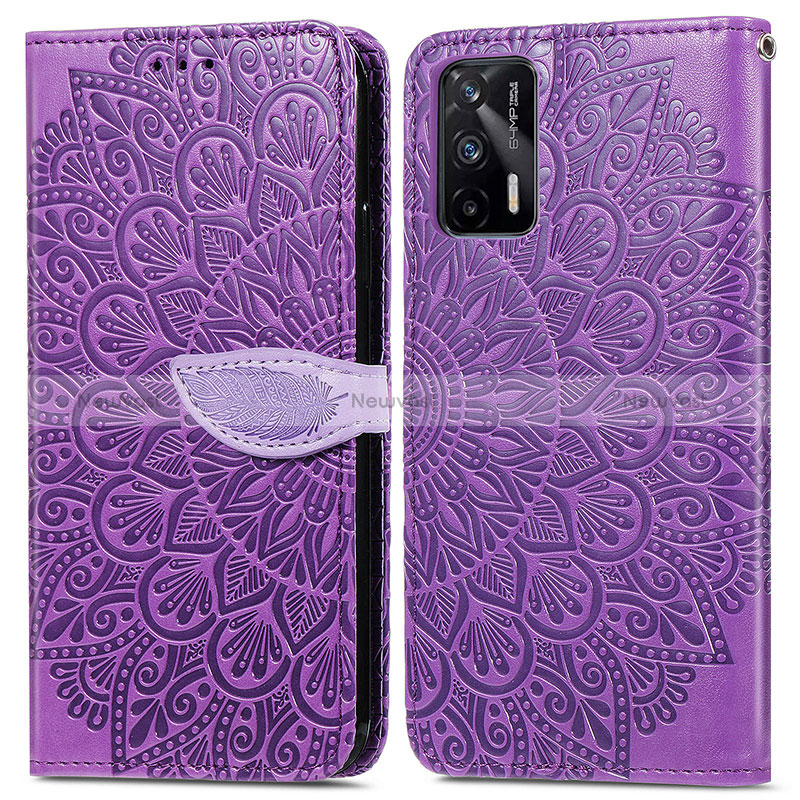 Leather Case Stands Fashionable Pattern Flip Cover Holder S04D for Realme GT 5G