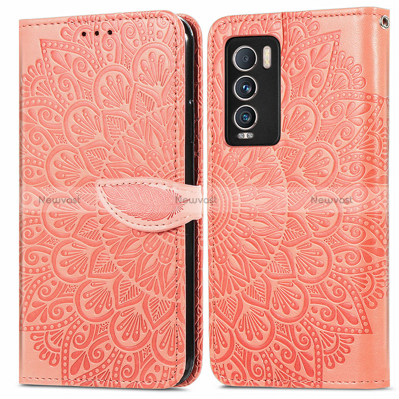 Leather Case Stands Fashionable Pattern Flip Cover Holder S04D for Realme GT Master Explorer 5G Orange