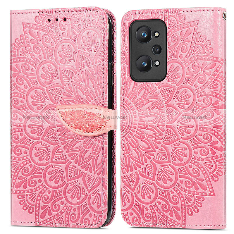 Leather Case Stands Fashionable Pattern Flip Cover Holder S04D for Realme GT Neo2 5G