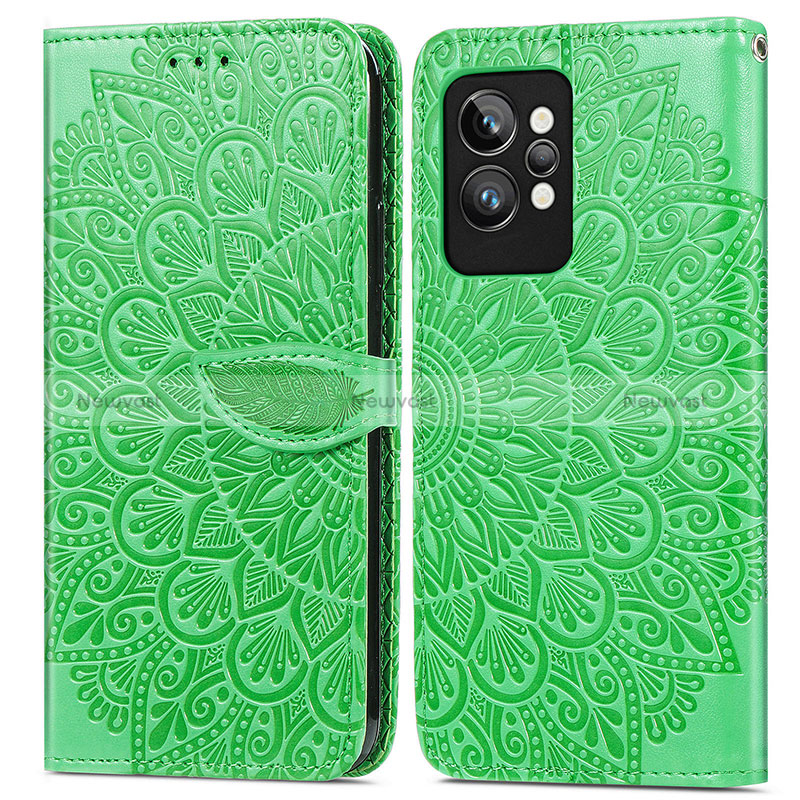 Leather Case Stands Fashionable Pattern Flip Cover Holder S04D for Realme GT2 Pro 5G