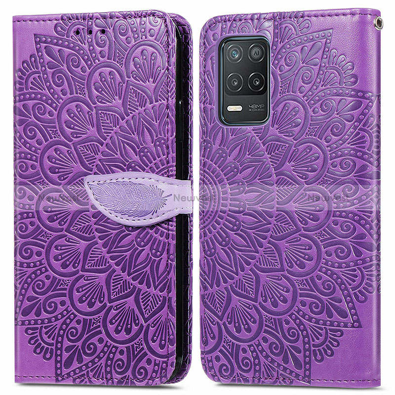 Leather Case Stands Fashionable Pattern Flip Cover Holder S04D for Realme Narzo 30 5G