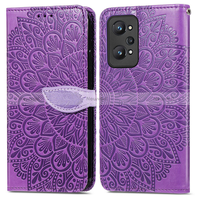 Leather Case Stands Fashionable Pattern Flip Cover Holder S04D for Realme Q5 Pro 5G