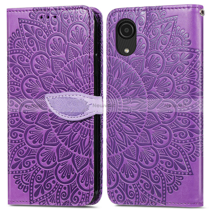 Leather Case Stands Fashionable Pattern Flip Cover Holder S04D for Samsung Galaxy A03 Core