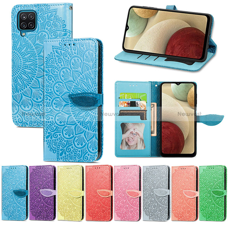 Leather Case Stands Fashionable Pattern Flip Cover Holder S04D for Samsung Galaxy A12 5G