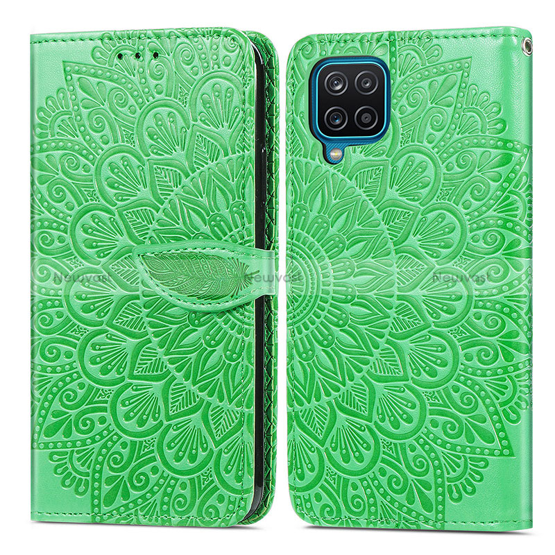 Leather Case Stands Fashionable Pattern Flip Cover Holder S04D for Samsung Galaxy A12 Nacho