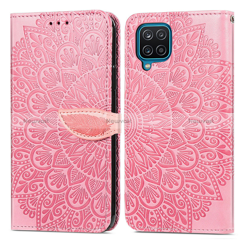 Leather Case Stands Fashionable Pattern Flip Cover Holder S04D for Samsung Galaxy A12 Nacho