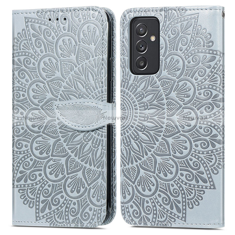 Leather Case Stands Fashionable Pattern Flip Cover Holder S04D for Samsung Galaxy A15 5G Gray