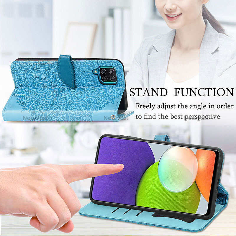 Leather Case Stands Fashionable Pattern Flip Cover Holder S04D for Samsung Galaxy A22 4G