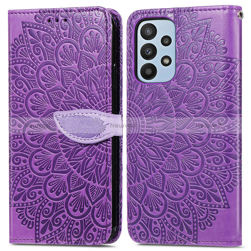 Leather Case Stands Fashionable Pattern Flip Cover Holder S04D for Samsung Galaxy A23 4G