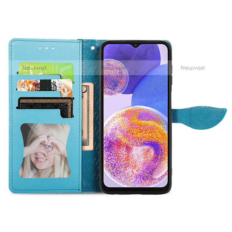 Leather Case Stands Fashionable Pattern Flip Cover Holder S04D for Samsung Galaxy A23 5G