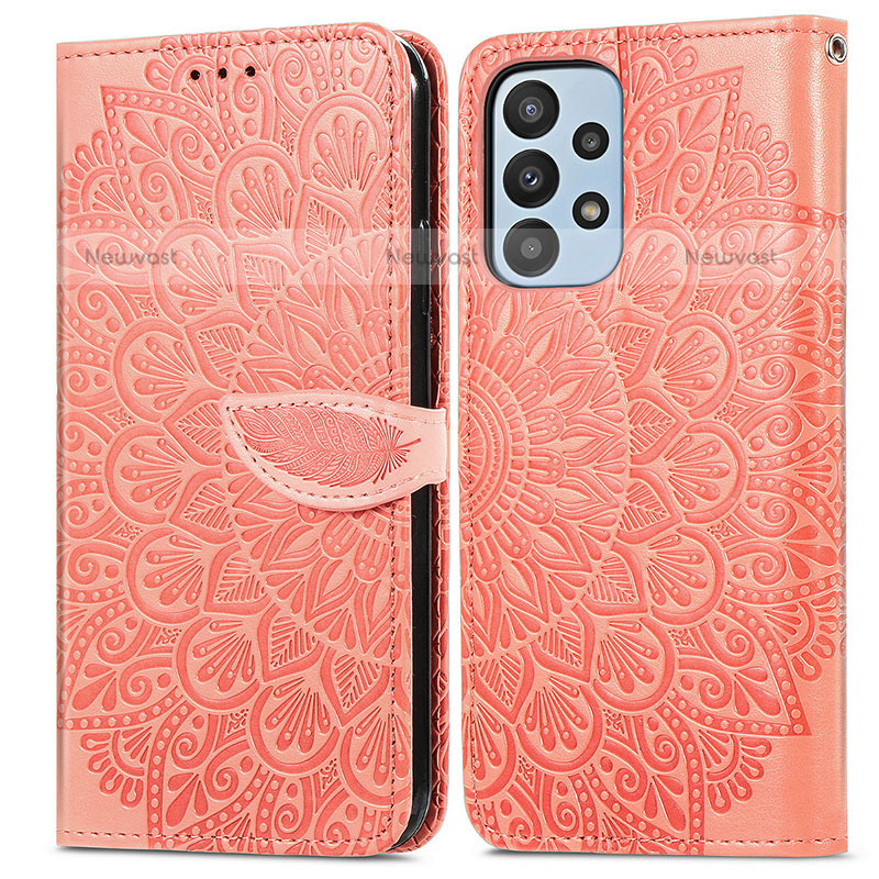 Leather Case Stands Fashionable Pattern Flip Cover Holder S04D for Samsung Galaxy A23 5G