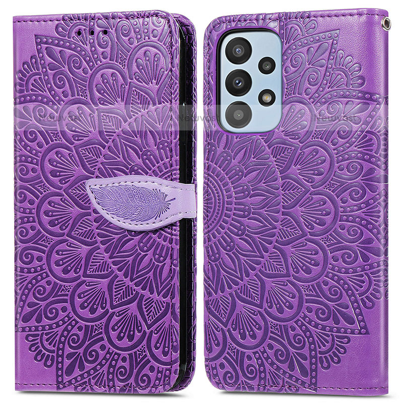 Leather Case Stands Fashionable Pattern Flip Cover Holder S04D for Samsung Galaxy A23 5G