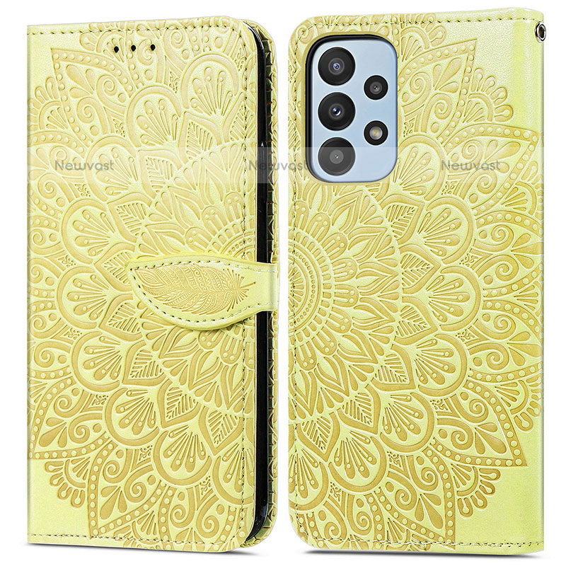 Leather Case Stands Fashionable Pattern Flip Cover Holder S04D for Samsung Galaxy A23 5G