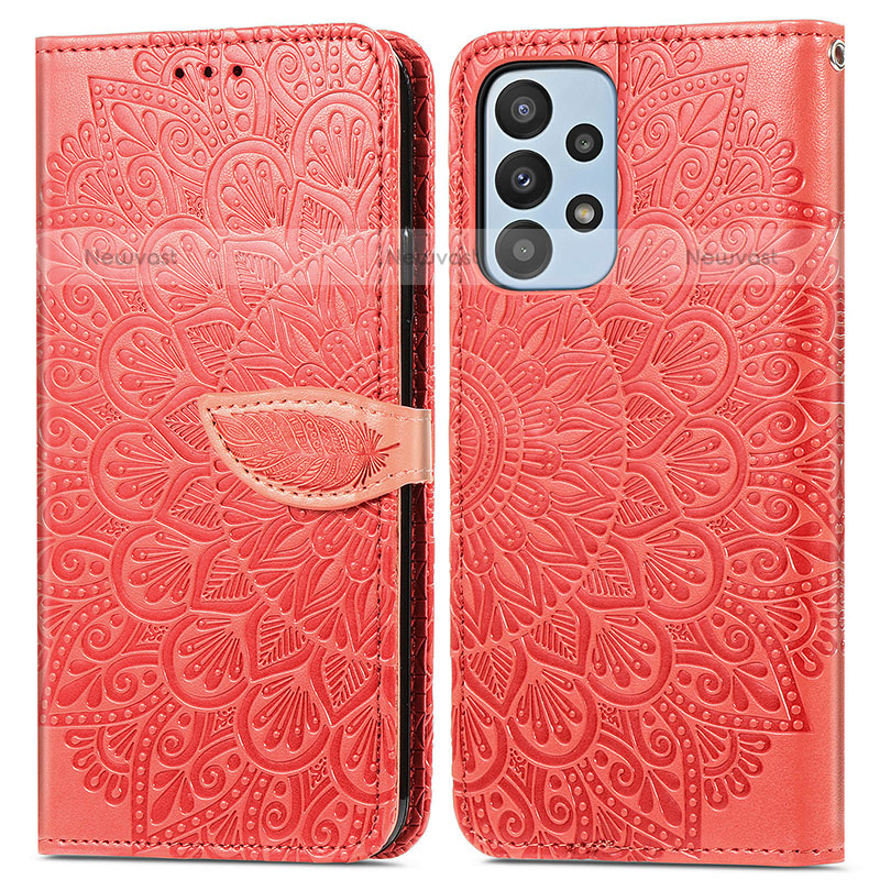 Leather Case Stands Fashionable Pattern Flip Cover Holder S04D for Samsung Galaxy A23 5G