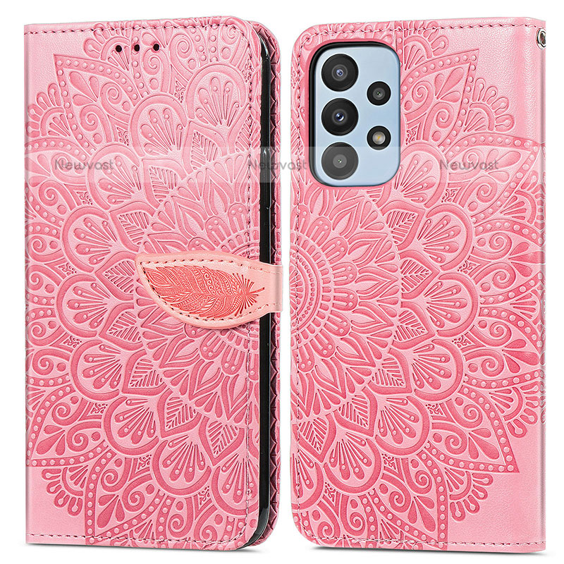 Leather Case Stands Fashionable Pattern Flip Cover Holder S04D for Samsung Galaxy A23 5G