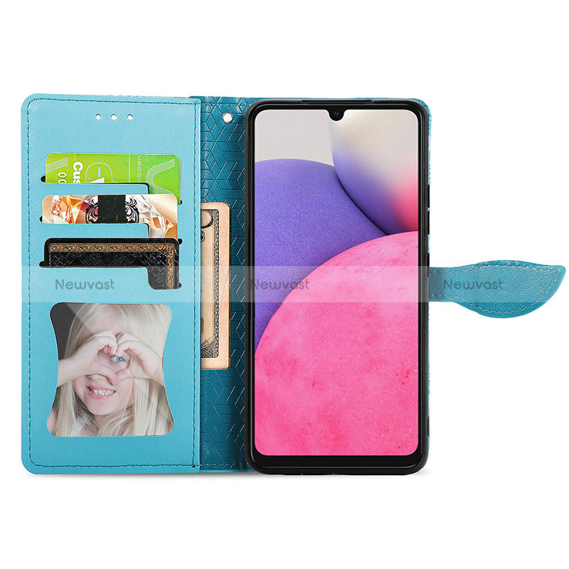 Leather Case Stands Fashionable Pattern Flip Cover Holder S04D for Samsung Galaxy A33 5G