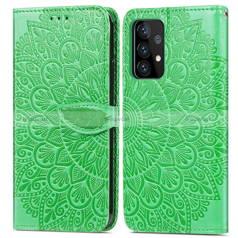 Leather Case Stands Fashionable Pattern Flip Cover Holder S04D for Samsung Galaxy A52 5G