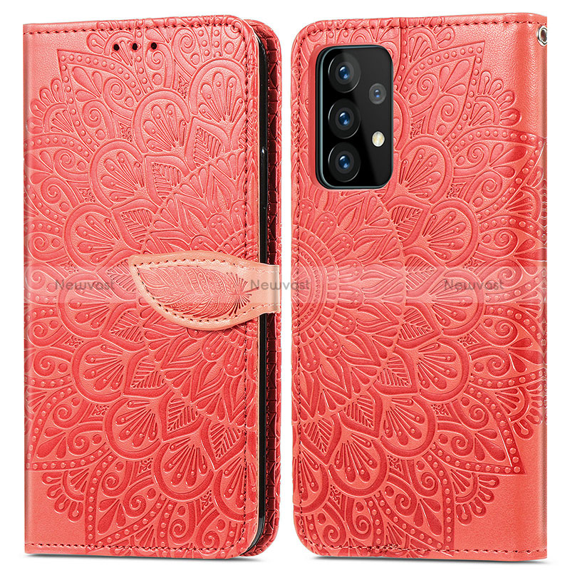 Leather Case Stands Fashionable Pattern Flip Cover Holder S04D for Samsung Galaxy A52 5G