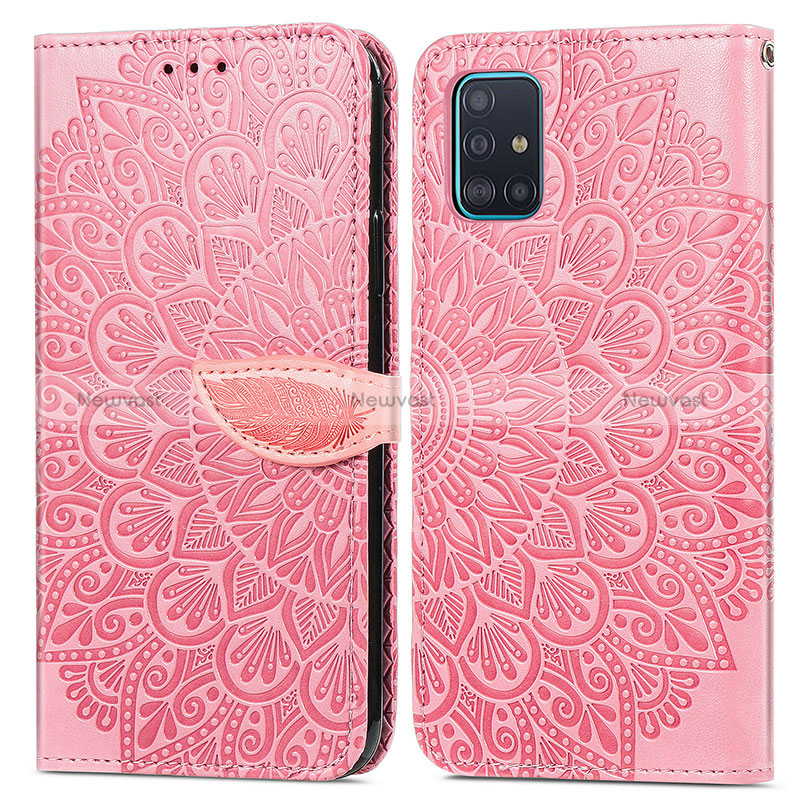 Leather Case Stands Fashionable Pattern Flip Cover Holder S04D for Samsung Galaxy A71 5G