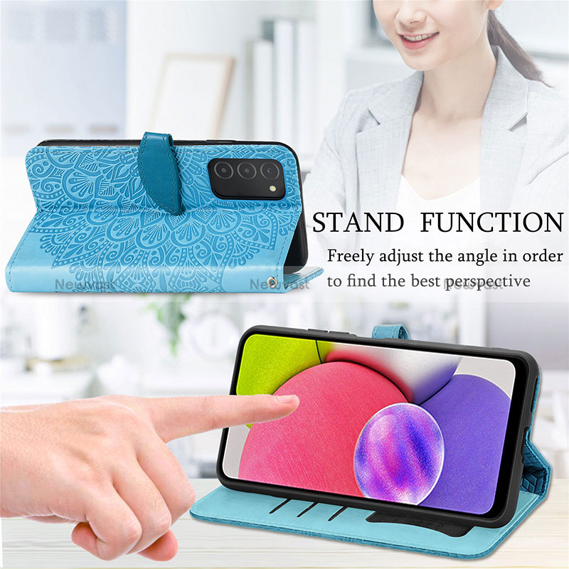 Leather Case Stands Fashionable Pattern Flip Cover Holder S04D for Samsung Galaxy F02S SM-E025F