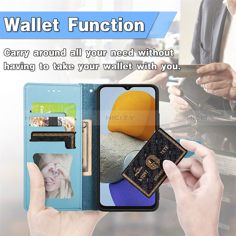 Leather Case Stands Fashionable Pattern Flip Cover Holder S04D for Samsung Galaxy F23 5G