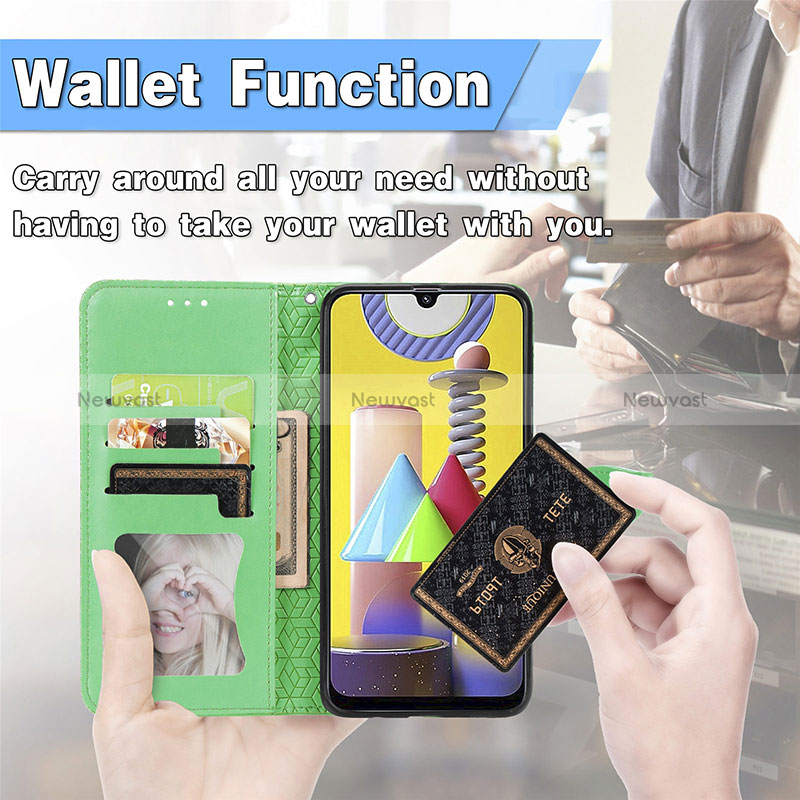 Leather Case Stands Fashionable Pattern Flip Cover Holder S04D for Samsung Galaxy M31 Prime Edition