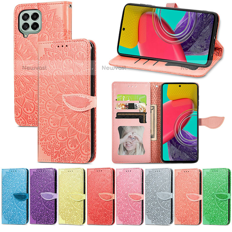 Leather Case Stands Fashionable Pattern Flip Cover Holder S04D for Samsung Galaxy M53 5G