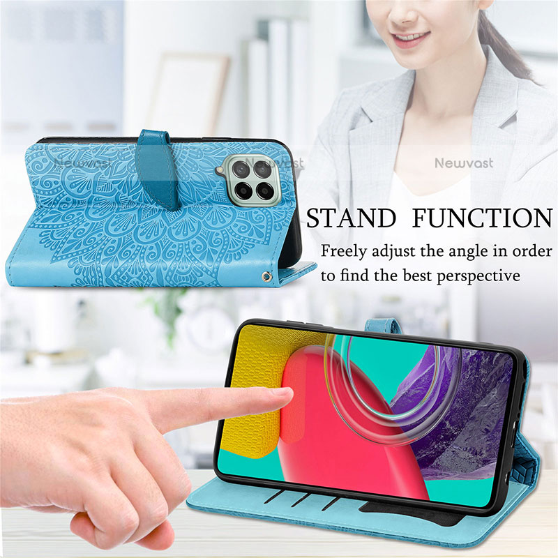 Leather Case Stands Fashionable Pattern Flip Cover Holder S04D for Samsung Galaxy M53 5G