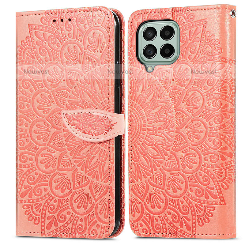 Leather Case Stands Fashionable Pattern Flip Cover Holder S04D for Samsung Galaxy M53 5G