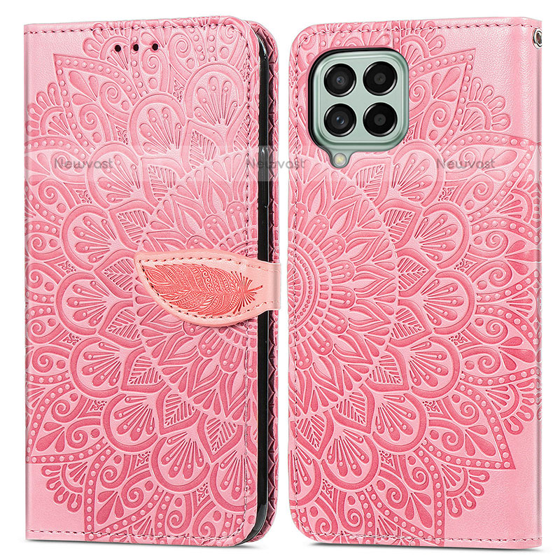 Leather Case Stands Fashionable Pattern Flip Cover Holder S04D for Samsung Galaxy M53 5G