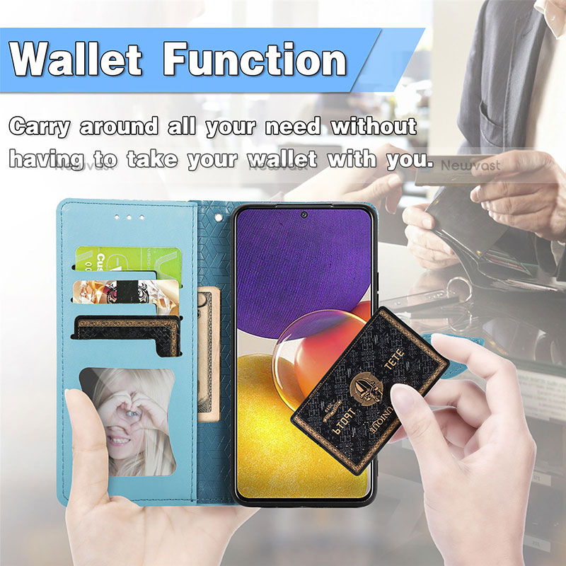 Leather Case Stands Fashionable Pattern Flip Cover Holder S04D for Samsung Galaxy Quantum2 5G