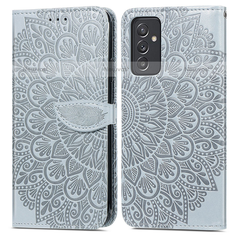 Leather Case Stands Fashionable Pattern Flip Cover Holder S04D for Samsung Galaxy Quantum2 5G Gray