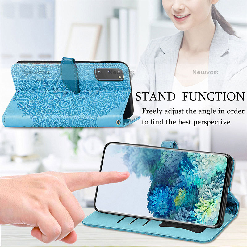 Leather Case Stands Fashionable Pattern Flip Cover Holder S04D for Samsung Galaxy S20