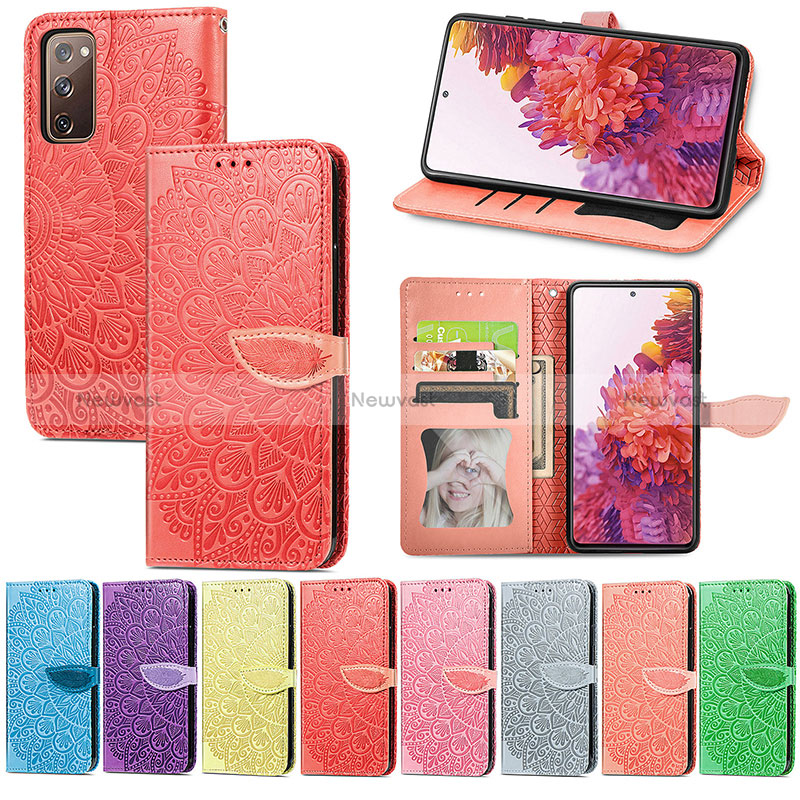 Leather Case Stands Fashionable Pattern Flip Cover Holder S04D for Samsung Galaxy S20 FE 5G