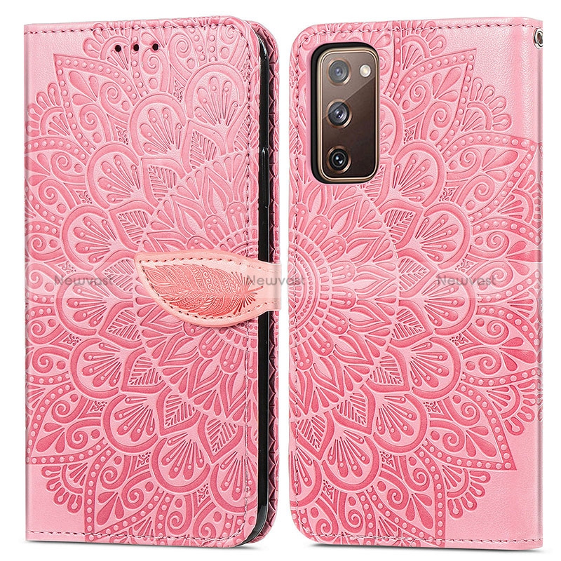 Leather Case Stands Fashionable Pattern Flip Cover Holder S04D for Samsung Galaxy S20 FE 5G