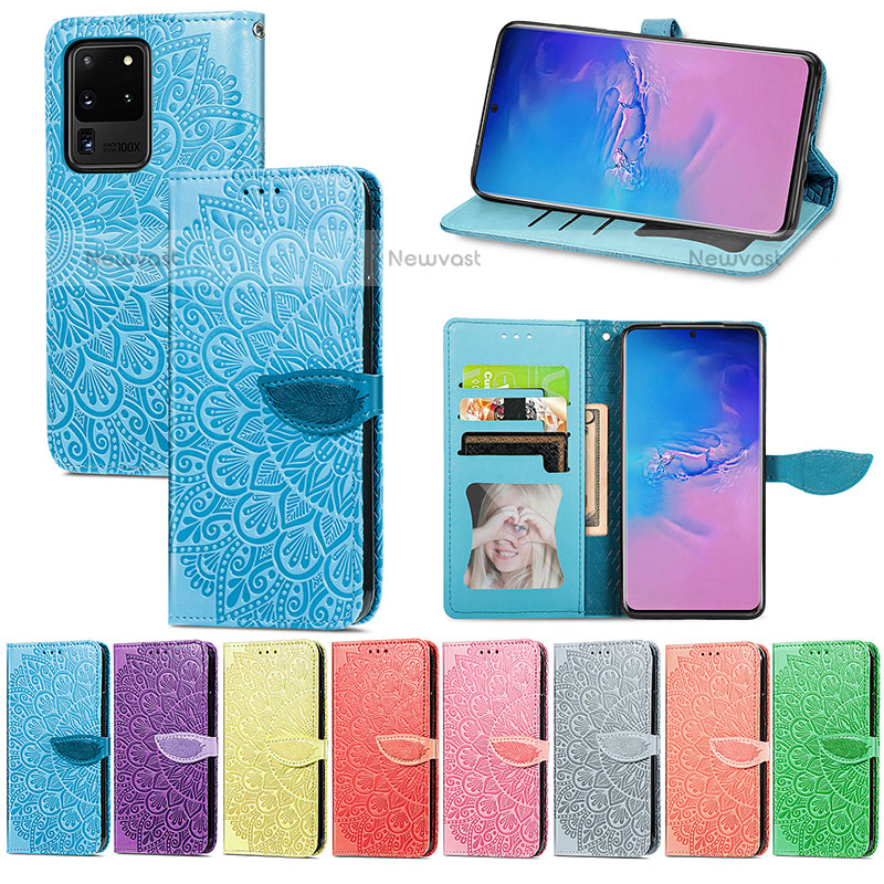 Leather Case Stands Fashionable Pattern Flip Cover Holder S04D for Samsung Galaxy S20 Ultra 5G