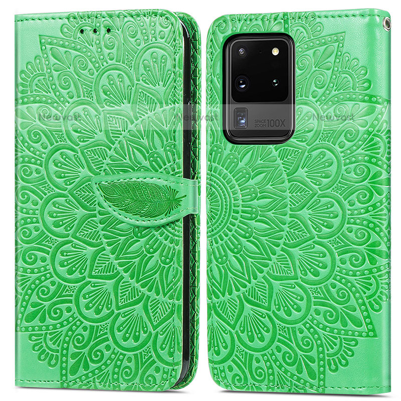 Leather Case Stands Fashionable Pattern Flip Cover Holder S04D for Samsung Galaxy S20 Ultra 5G