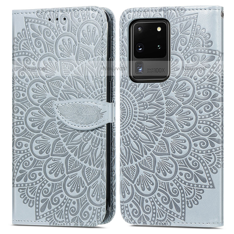 Leather Case Stands Fashionable Pattern Flip Cover Holder S04D for Samsung Galaxy S20 Ultra 5G