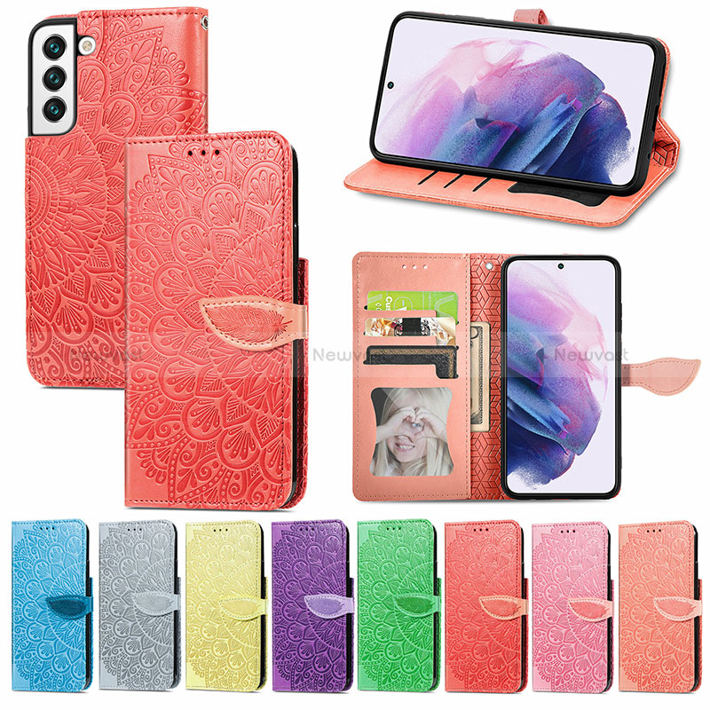 Leather Case Stands Fashionable Pattern Flip Cover Holder S04D for Samsung Galaxy S22 Plus 5G