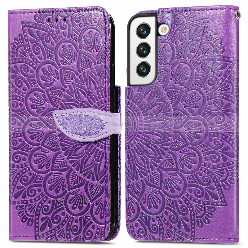 Leather Case Stands Fashionable Pattern Flip Cover Holder S04D for Samsung Galaxy S22 Plus 5G