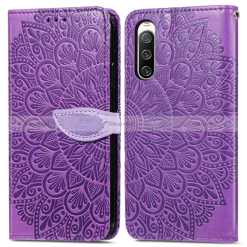 Leather Case Stands Fashionable Pattern Flip Cover Holder S04D for Sony Xperia 10 IV SOG07