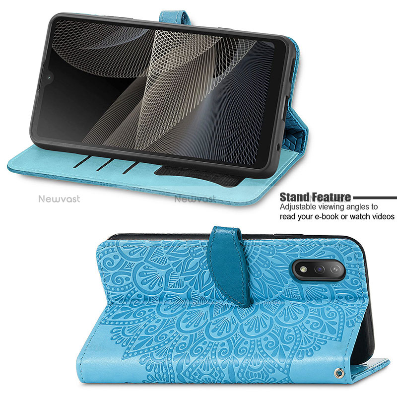 Leather Case Stands Fashionable Pattern Flip Cover Holder S04D for Sony Xperia Ace II