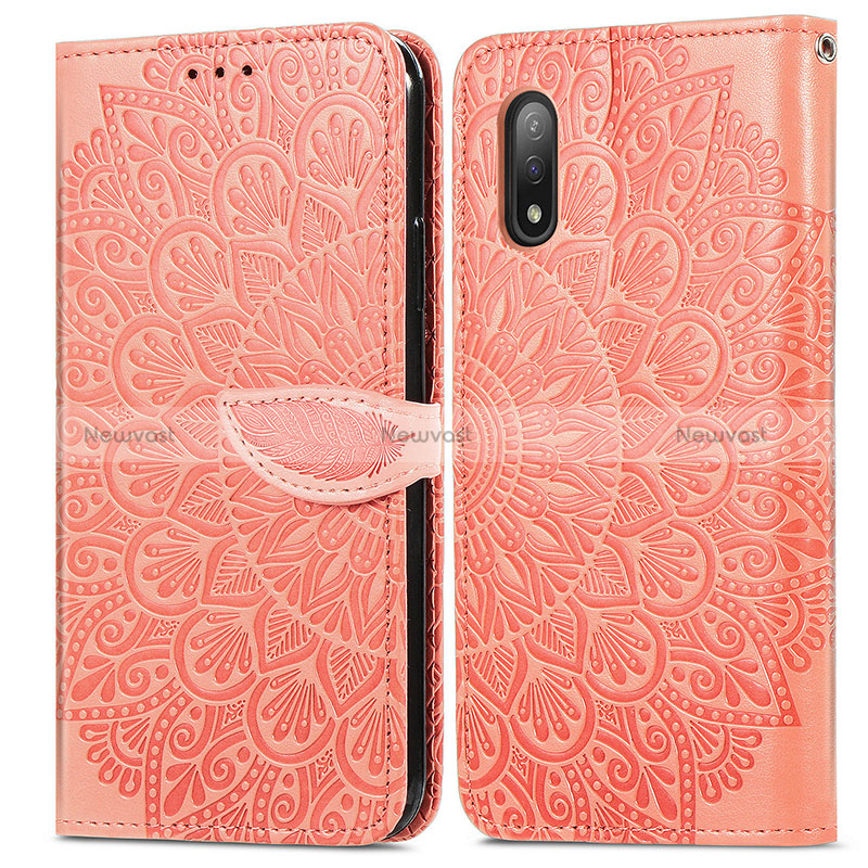 Leather Case Stands Fashionable Pattern Flip Cover Holder S04D for Sony Xperia Ace II SO-41B