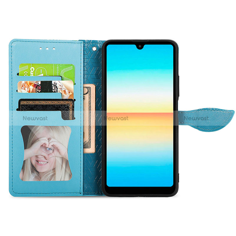 Leather Case Stands Fashionable Pattern Flip Cover Holder S04D for Sony Xperia Ace III SO-53C