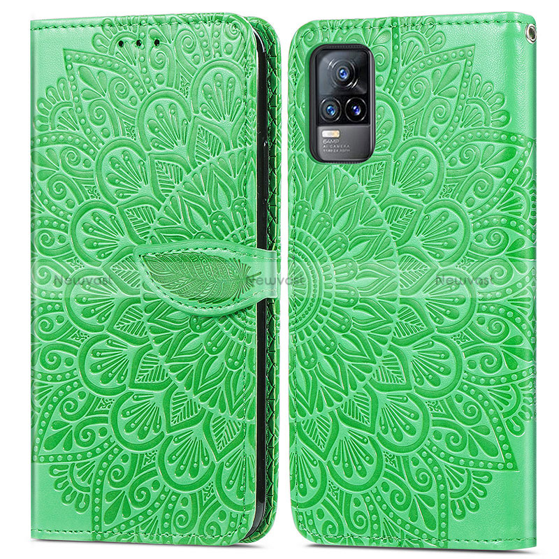 Leather Case Stands Fashionable Pattern Flip Cover Holder S04D for Vivo V21e 4G