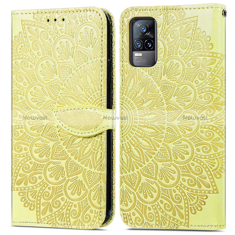 Leather Case Stands Fashionable Pattern Flip Cover Holder S04D for Vivo V21e 4G