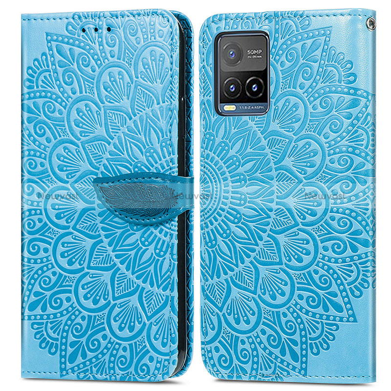 Leather Case Stands Fashionable Pattern Flip Cover Holder S04D for Vivo Y21