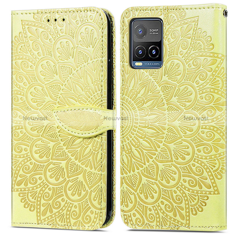 Leather Case Stands Fashionable Pattern Flip Cover Holder S04D for Vivo Y21